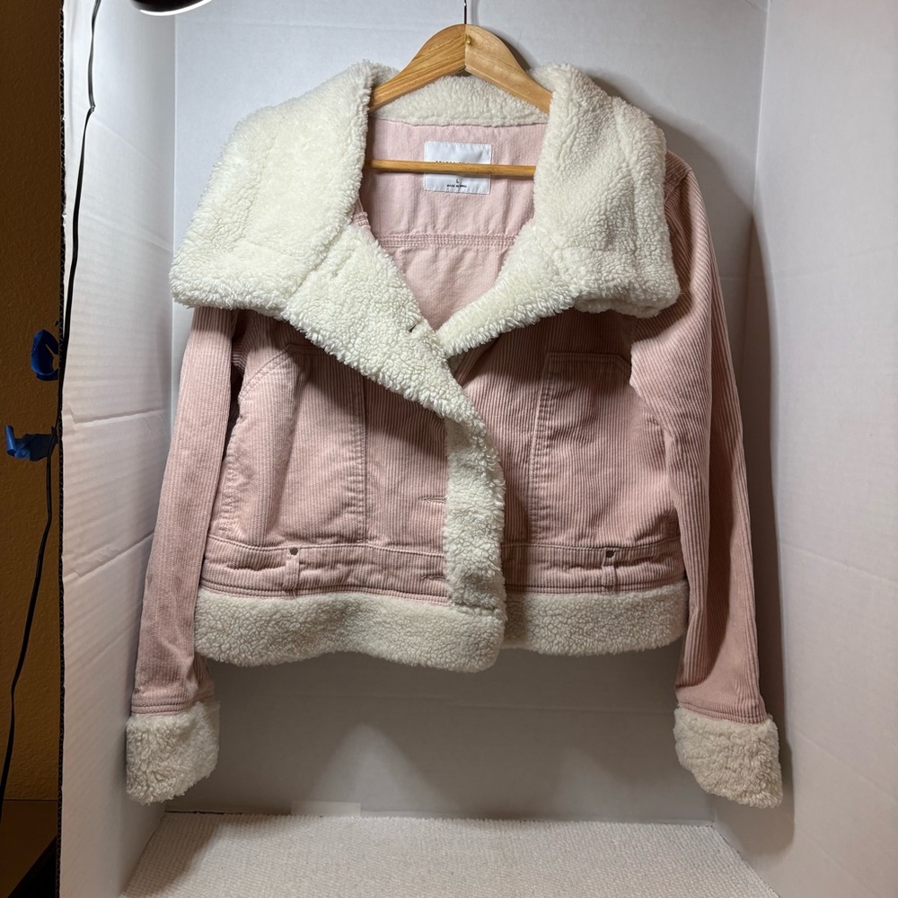 Celebrity Pink Teddy Jacket with Cream Faux Shearling